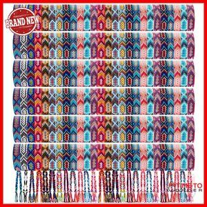 100 Adjustable Woven Friendship Bracelets Set Sliding Knot Closure